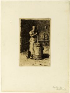 A Woman Churning, 1855. Creator: Jean Francois Millet