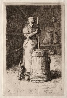 A Woman Churning. Creator: Jean-François Millet (French, 1814-1875)