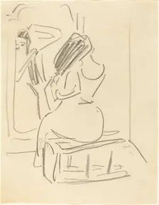 A Woman Combing Her Hair in Front of a Mirror, late 19th-early 20th century. Creator: Ernst Kirchner