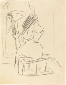 A Woman Combing Her Hair in Front of a Mirror, late 19th-early 20th century. Creator: Ernst Kirchner