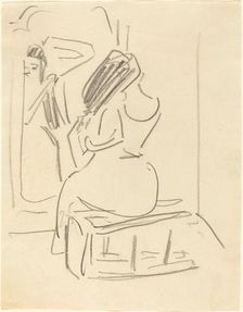 A Woman Combing Her Hair in Front of a Mirror, late 19th-early 20th century. Creator: Ernst Kirchner