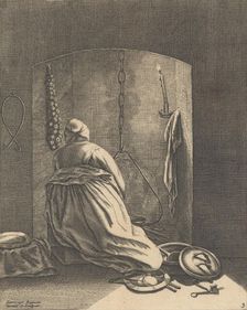A Woman Cooking, Plate 3 from Five Feminine Occupations, ca. 1640-57., ca. 1640-57. Creator: Geertruydt Roghman