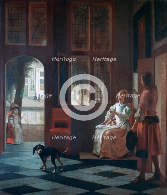 'A Woman Directing a Young Man With a Letter', 1670. Artist: Pieter de Hooch