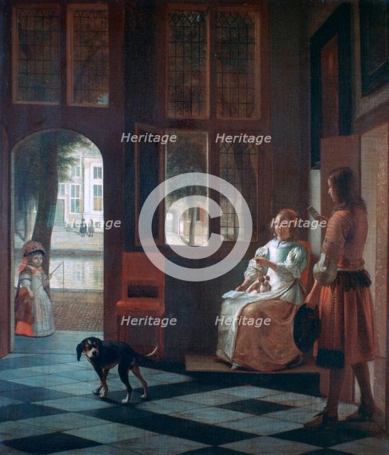 'A Woman Directing a Young Man With a Letter', 1670. Artist: Pieter de Hooch