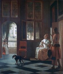 A Woman Directing a Young Man With a Letter 1670. Artist: Pieter de Hooch