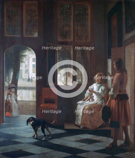 'A Woman Directing a Young Man With a Letter', 1670. Artist: Pieter de Hooch