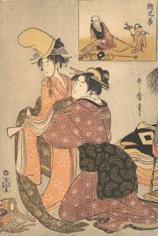 A Woman Dressing a Girl for a the Kabuki Dance Musume Dojoji..., ca. 1795-96. Creator: Kitagawa Utamaro