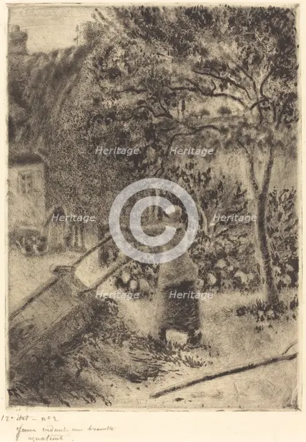 A Woman Emptying a Wheelbarrow (Femme vidant une brouette), 1880. Creator: Camille Pissarro.