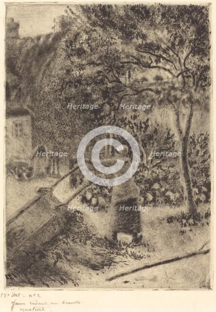 A Woman Emptying a Wheelbarrow (Femme vidant une brouette), 1880. Creator: Camille Pissarro.