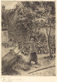 A Woman Emptying a Wheelbarrow (Femme vidant une brouette), 1880. Creator: Camille Pissarro