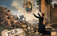 A woman expressing thanks to the Madonna del Parto for cure of insanity in the form of expelled... Creator: Unknown