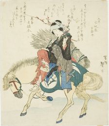 A woman from Ohara on horseback, Japan, 1834. Creator: Katsushika Taito