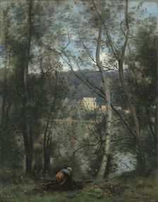 A Woman Gathering Faggots at Ville-d'Avray, ca. 1871-74. Creator: Jean-Baptiste-Camille Corot