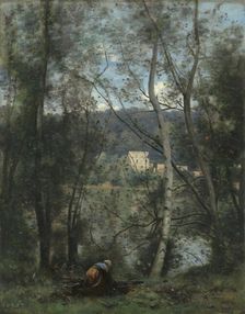 A Woman Gathering Faggots at Ville-d'Avray, ca. 1871-74. Creator: Jean-Baptiste-Camille Corot