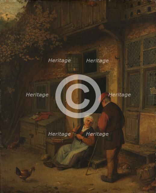 A Woman gutting Herrings in front of her House, 1678. Creator: Unknown.