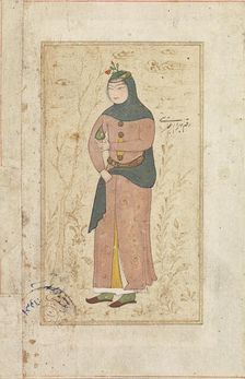 A woman holding out a fruit, c1500-1899. Creator: Bahram Abayati