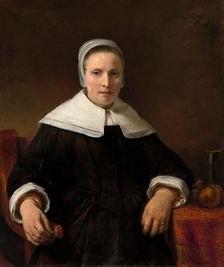 A Woman Holding a Pink, 1656. Creator: Rembrandt Harmensz van Rijn
