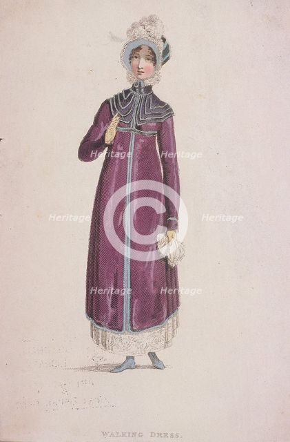 A woman in a walking dress, c1810. Artist: W Read
