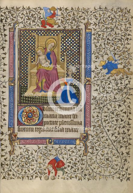 A Woman in Prayer before the Virgin and Child; Book of Hours, about 1410. Creator: Unknown.