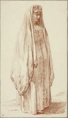 A Woman in Russian Dress, 1780. Creator: Jean Baptiste Le Prince
