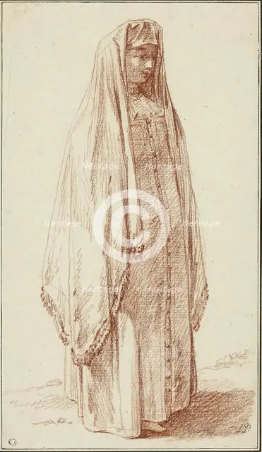 A Woman in Russian Dress, 1780. Creator: Jean Baptiste Le Prince.