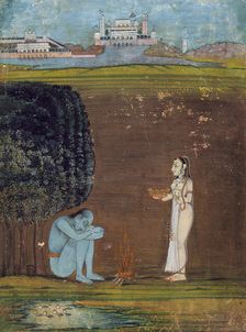 A Woman Making an Offering to an Ascetic, between 1750 and 1775. Creator: Unknown