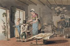 A woman making oat cakes, 1814. Creator: Havell & Son