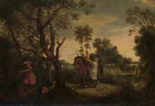 A Woman Mounts her Robber’s Horse: De Gestrafte Rover c.1635. Creator: Sebastian Vrancx