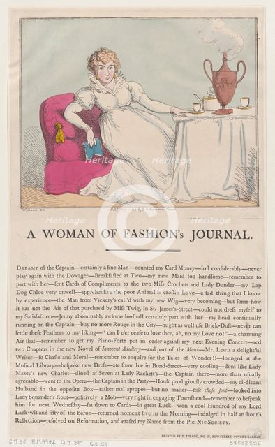 A Woman of Fashion's Journal, May 1, 1802., May 1, 1802. Creator: Thomas Rowlandson.