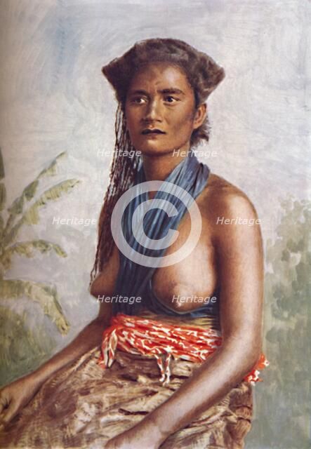 A woman of Fiji in native dress, 1902. Artist: Josiah Martin.