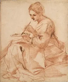 A Woman Painting (An allegory of painting), c1618. Artist: Guercino
