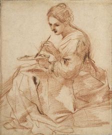 A Woman Painting (An allegory of painting), c1618. Artist: Guercino