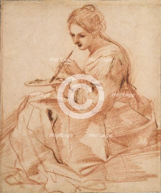 A Woman Painting (An allegory of painting), c1618. Artist: Guercino.