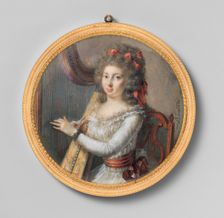 A Woman Playing a Harp. Creator: Joseph Marie Bouton