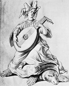 A woman playing a stringed instrument, early 17th century (1926)