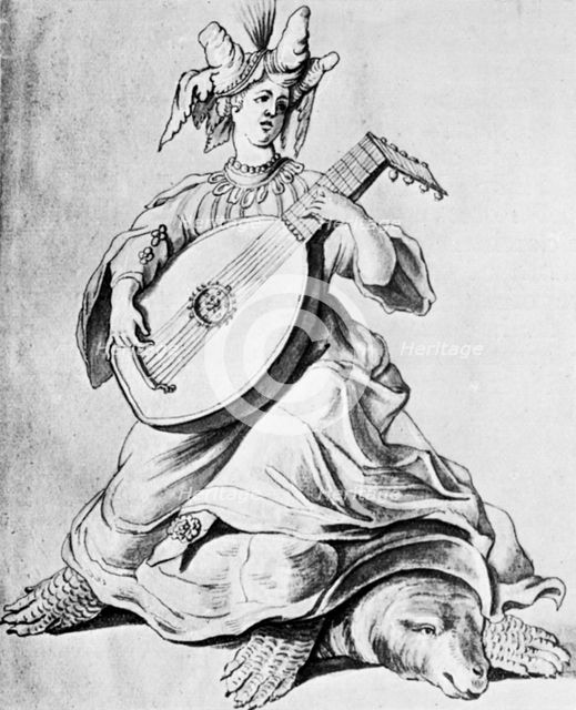 A woman playing a stringed instrument, early 17th century (1926). Artist: Unknown