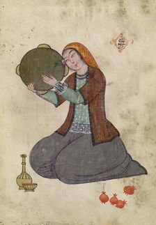 A woman playing the tambourine. Creator: Kuli Mili Hoi