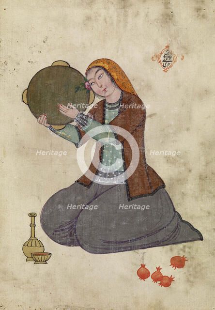 A woman playing the tambourine. Creator: Kuli Mili Hoi.