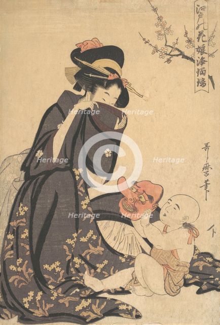 A Woman Playing with a Young Boy, ca. 1804. Creator: Kitagawa Utamaro.