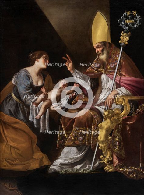 A Woman presenting her Child to Saint Blaise, First Half of 17th cen.. Creator: Gentileschi, Artemisia (1598-1653).