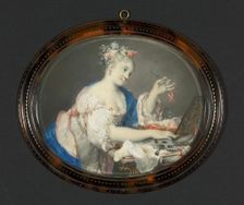 A Woman Putting Flowers in Her Hair, c. 1710. Creator: Rosalba Carriera (Italian, 1675-1757)