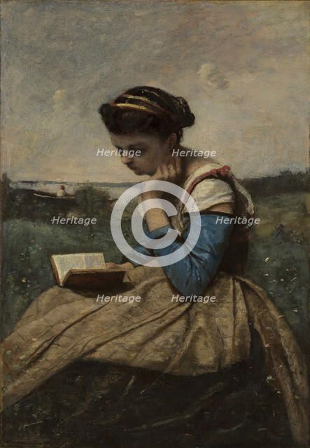 A Woman Reading, 1869 and 1870. Creator: Jean-Baptiste-Camille Corot.