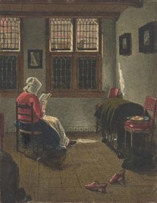 A Woman Reading, after Pieter Janssens Elinga, 1846-47. Creator: Francois Bonvin