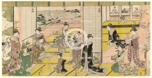 A Woman's Poetry Party, c. 1793. Creator: Hosoda Eishi.