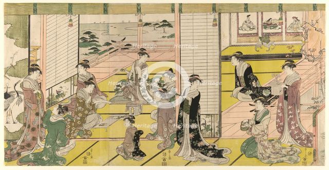 A Woman's Poetry Party, c. 1793. Creator: Hosoda Eishi.