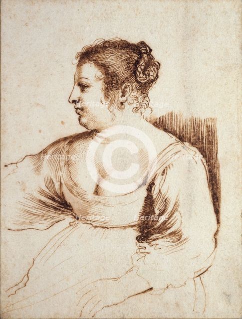 A Woman Seated, 1640-1649. Artist: Guercino.