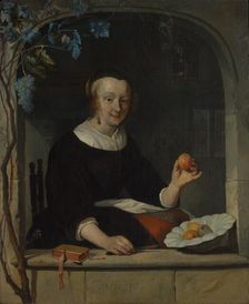 A Woman Seated at a Window, early 1660s. Creator: Gabriel Metsu