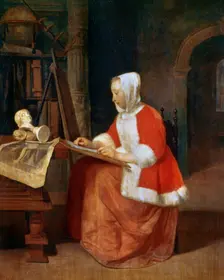 A Woman seated Drawing c1649-1667. Artist: Gabriel Metsu