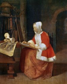 A Woman seated Drawing c1649-1667. Artist: Gabriel Metsu