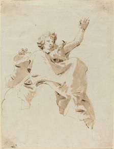 A Woman Seated on a Cloud, Seen from Below, 1750s. Creator: Giovanni Battista Tiepolo